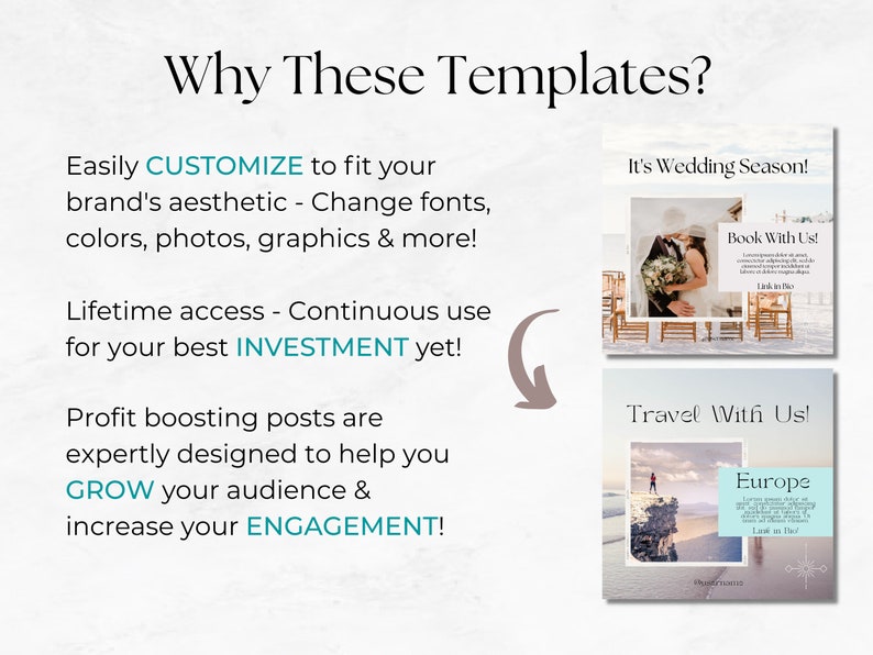 Photography Instagram Template Bundle, Photographer Instagram Post, Branding Kit Photography, Social Media Post, Photographer Template image 7