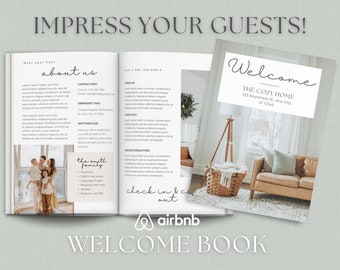Airbnb Welcome Book Template, House Host Manual Guidebook Template, VRBO Welcome Book, Vacation Rental Template, Canva Welcome Guide