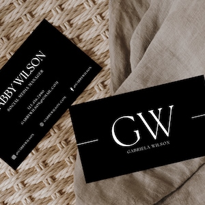 Unique Business Card, Luxury Business Card Template Canva, Photography Business Card Printable, Minimal Business Card, Black Business Card