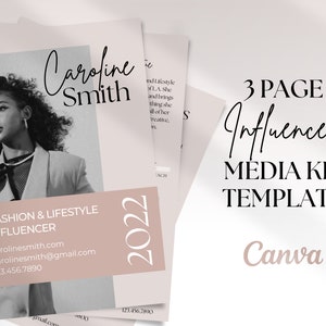 3 Page Media Kit Template, Influencer Media Kit, Blogger Media Kit, Social Media Kit, Canva Template Media Kit, Rate Sheet, Press Kit Canva