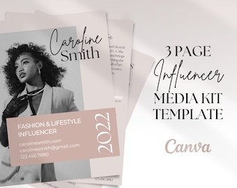 3 Page Media Kit Template, Influencer Media Kit, Blogger Media Kit, Social Media Kit, Canva Template Media Kit, Rate Sheet, Press Kit Canva