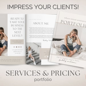 Services and Pricing Guide Template, Virtual Assistant Portfolio, Client Proposal, Virtual Assistant Template, New Client Welcome Packet