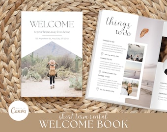 Airbnb Welcome Book Template, Vacation Rental Welcome Book, VRBO Welcome Book, Editable Airbnb Guest Book, House manual, Canva Welcome Guide