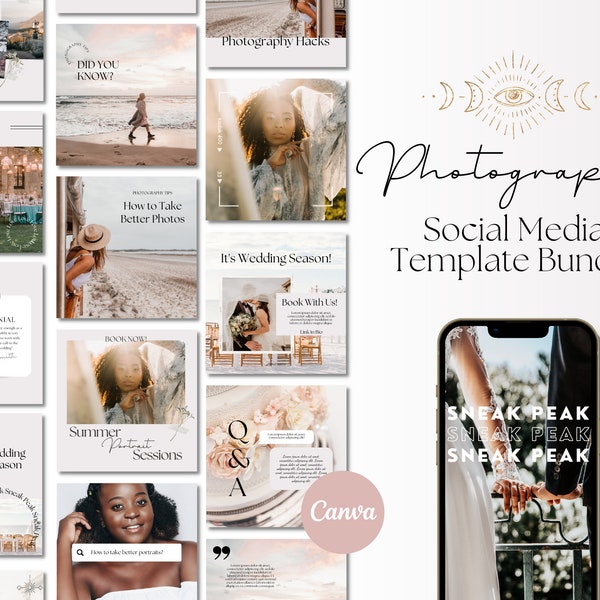 Photography Social Media Template, Photographer Social Media, Branding Kit Photography, Social Media Post, Photographer Template