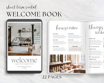 Airbnb Welcome Book Template, Vacation Rental Welcome Book, VRBO Welcome Book, Editable Airbnb Guest Book, House manual, Canva Welcome Guide