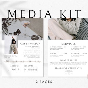Media Kit Template, 2-page Media Kit Template Influencer, Influencer Media Kit, Blogger Media Kit, Rate Sheet Template, Instagram Media Kit