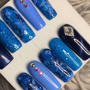 Blue dream press on nails