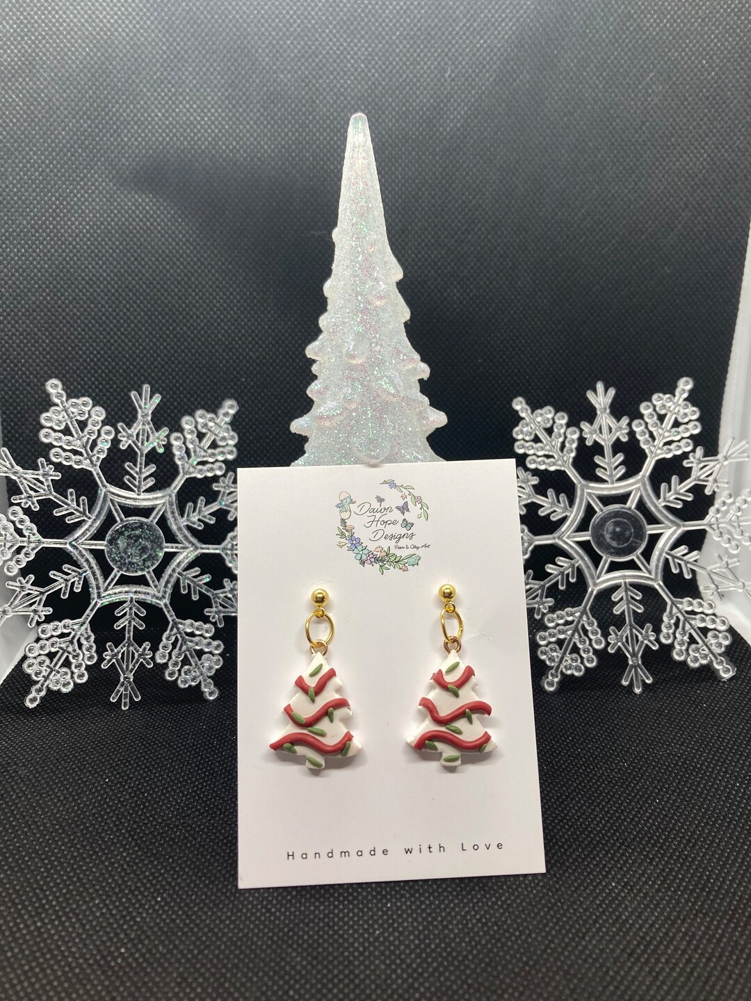 Christmas Tree Cake Earrings Etsy