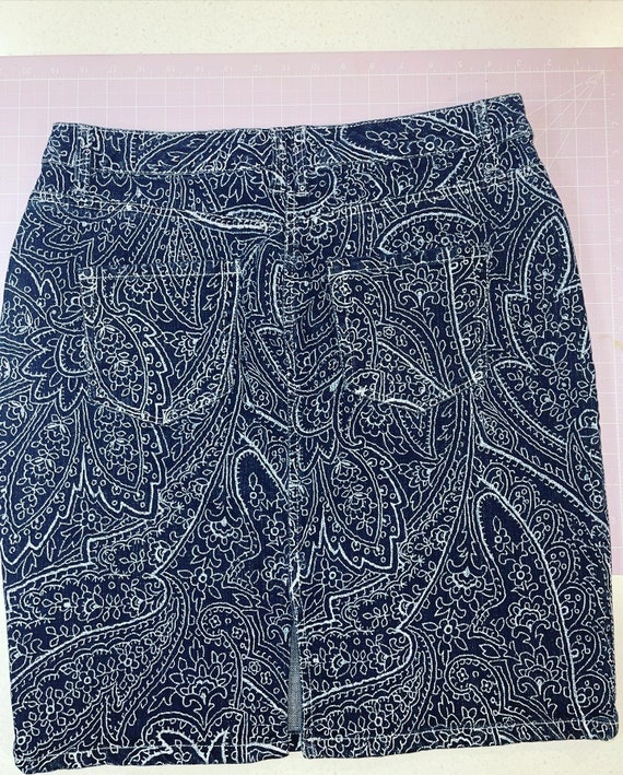 Paisley denim skirt