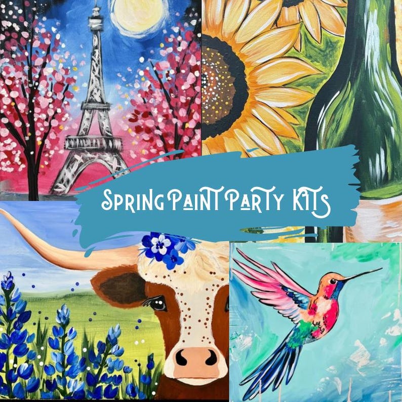 Spring Paint at Home Art Kit, DIY Paint Party Kit, Acrylic Art Kit ...