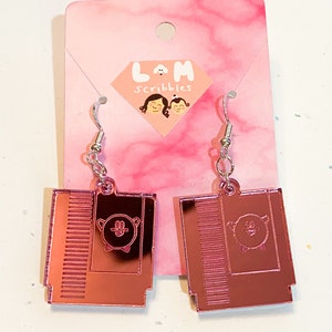 Retro Kirby Game Cartridge Earrings