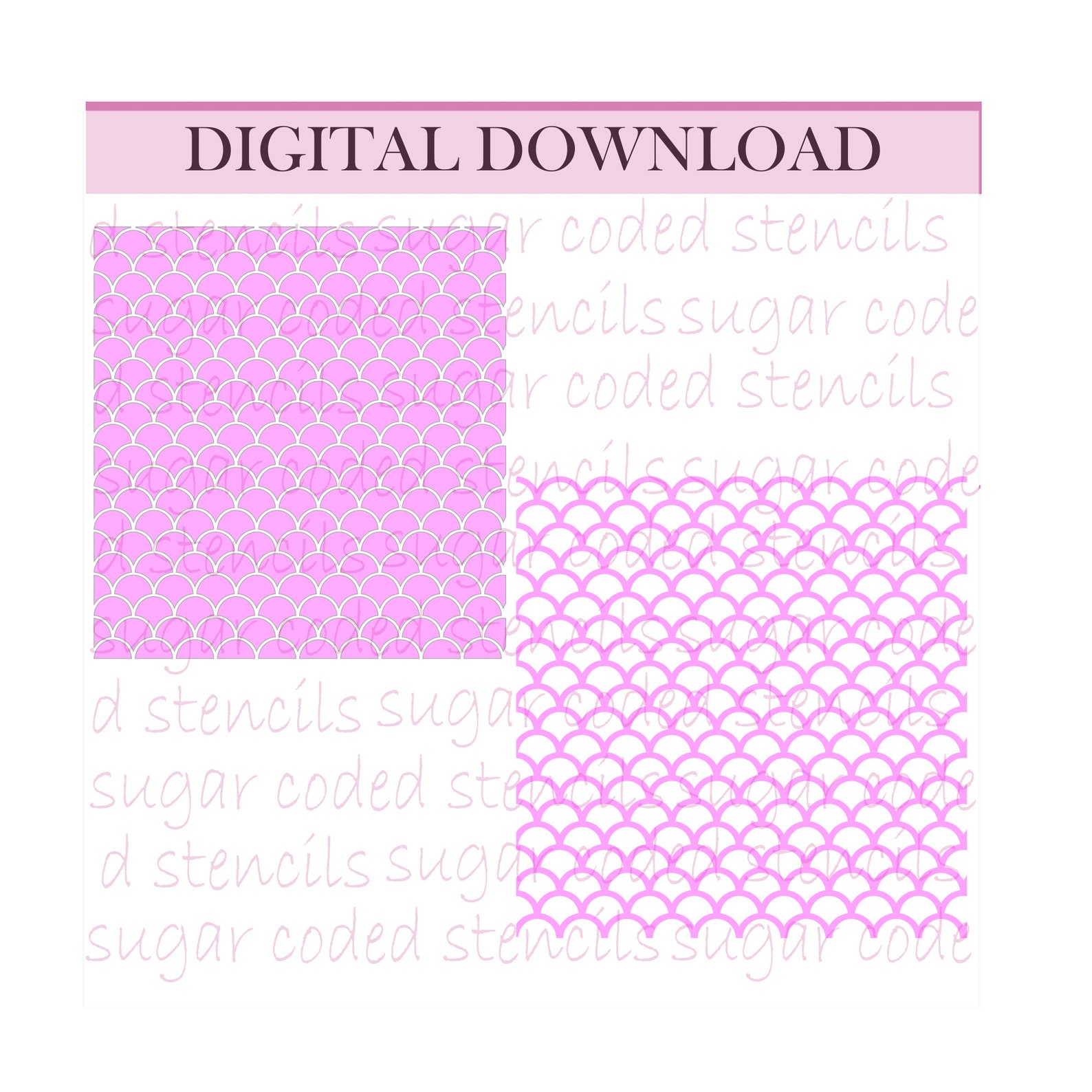 Mermaid Scales Outline and Fill SVG, EPS, PNG, Cricut, Cutting File - Etsy