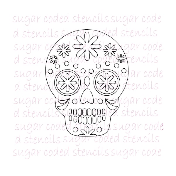 Sugar Skull Simple PYO Silk Screen Cookie Stencil