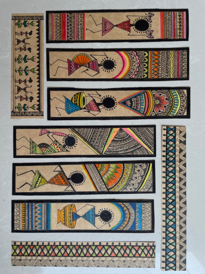 Warli Folk Art Paper Bookmark