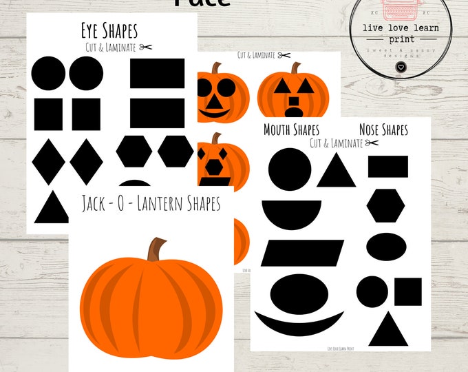 Jack-o-lantern Shapes Printable Activity, Halloween Activity, Busy Bag ...