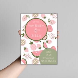 Fruit Birthday Invitation Printable Two-tti Frutti Birthday Invitation Modern Tutti Frutti Editable Invitation Tropical Summer Party Fruit