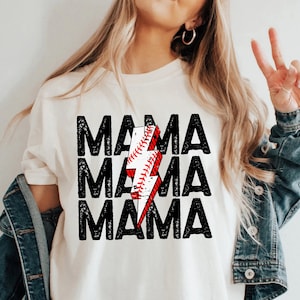 Digitale Png-Datei Baseball T-Ball Mama Stacked Distressed Blitz Bolt Mom Druckbare Wasserschiebefolie Aufbügeln Sublimation Design INSTANT DOWNLOAD