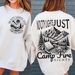 No City Lights Just Camp Fire Nights PNG, Camping Sublimation Design, Nature Digital Download, Campfire Shirt Design