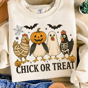 Chick Or Treat Png, Spooky Chicken Halloween Png, Halloween Png, Funny Halloween Chicken Png, Spooky Goose Png, Kids Halloween Png