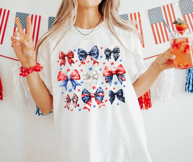 Coquette 4th Of July Png, Patriotic Bows png, Girly 4th Of July, America png, Coquette bow png, Independence Day, Red White Blue Ribbons PNG