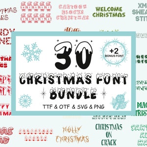 Paquete de fuentes navideñas / 32 fuentes navideñas para sublimación Cricut / Fuentes manuscritas, divertidas y de exhibición / TTF OTF SVG Png