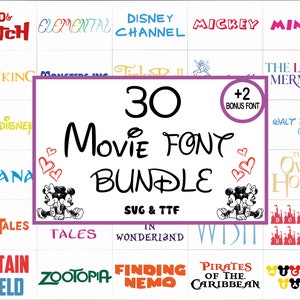 Disneyy Font Bundle TTF, SVG, Disneyy Font, Cartoon Characters, Disneyy Movie, Mickeyy Svg, Cricut Printable Clipart Silhouette, TTF, Svg
