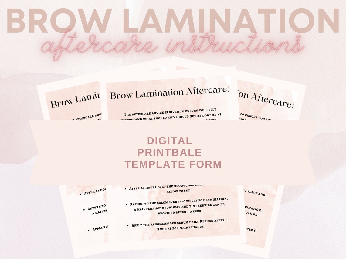 Brow Lamination Aftercare Instructions Template Brow Etsy
