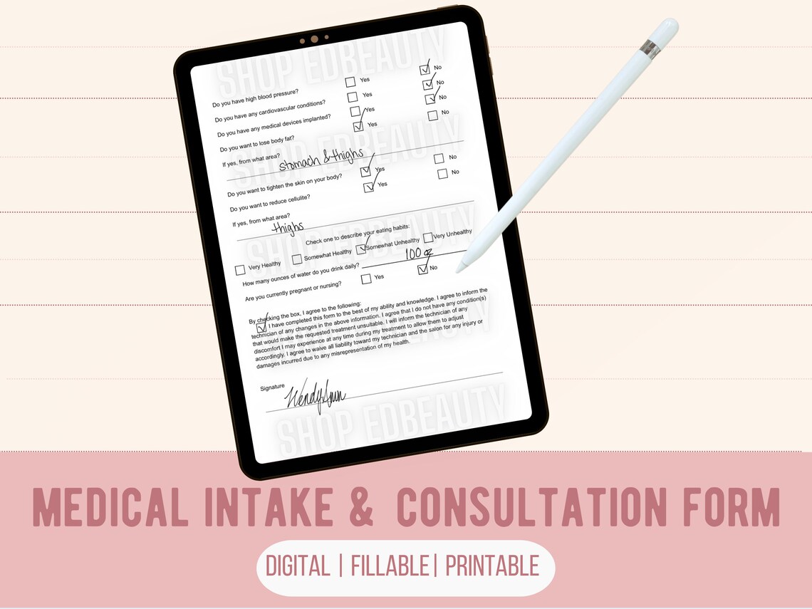 Body Contouring Intake Form Body Sculpting Form Etsy