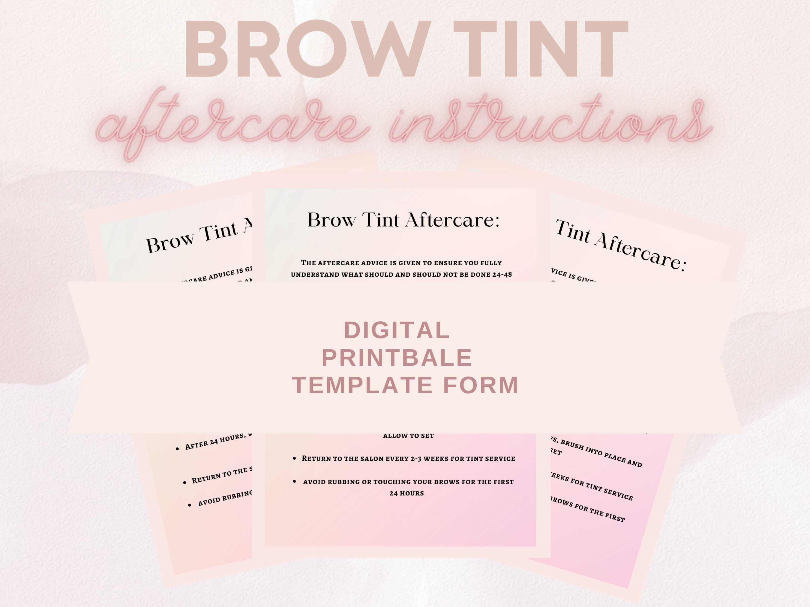 Brow Tint Aftercare Card Aftercare Card Brow Tint Aftercare Post Brow