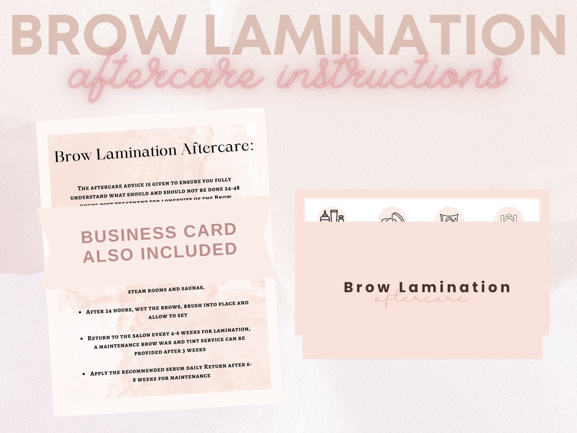Brow Lamination Aftercare Instructions Template Brow Etsy