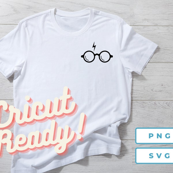 Glasses Lightning Bolt Cricut File, PNG file for T-shirt Design, Simple Shirt, Wizard Theme, Magical Sublimation Design, Magic Wizard School