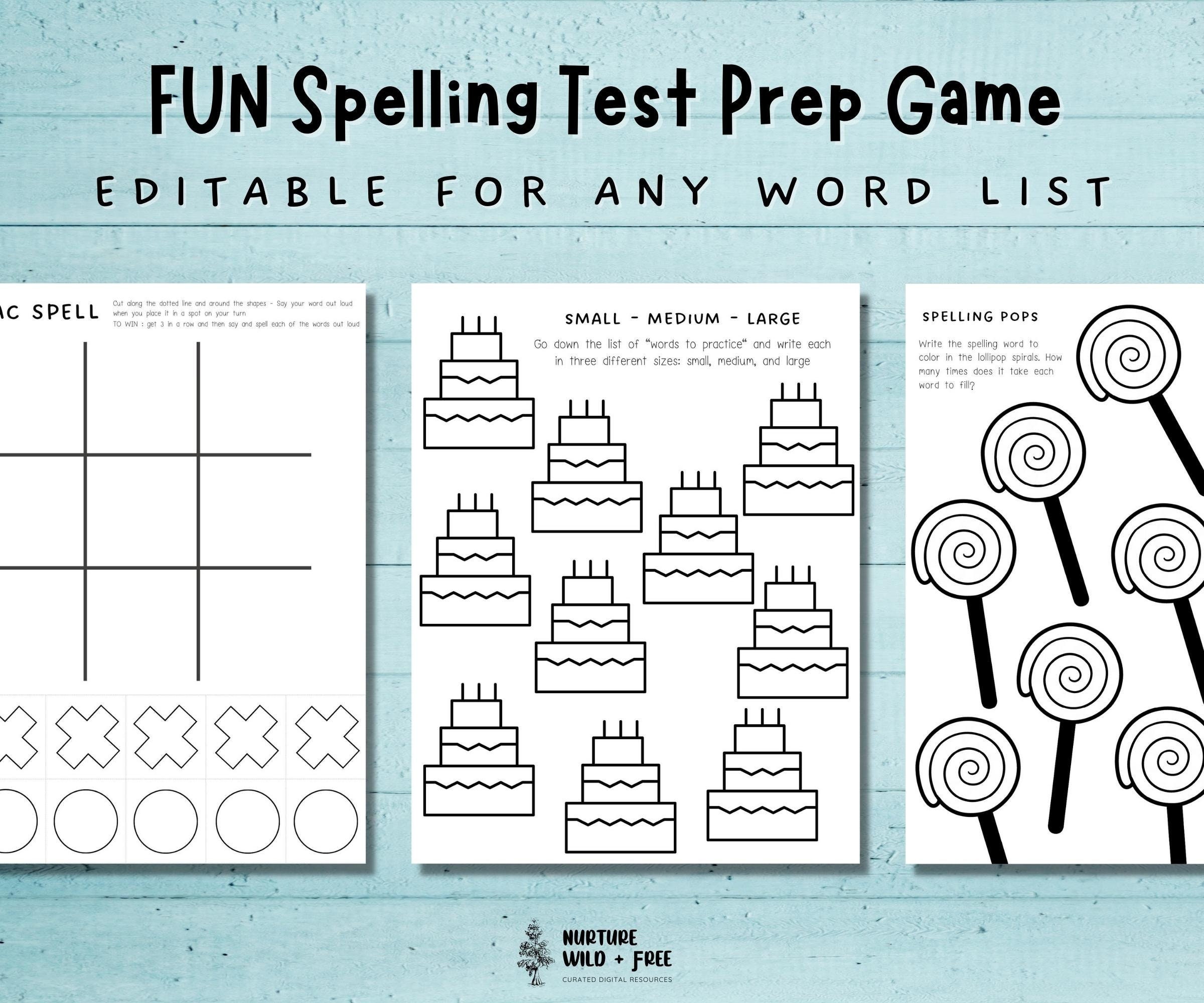 Spelling test words