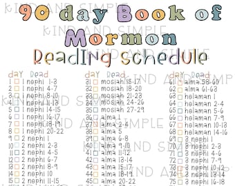 Desafío de lectura del Libro de Mormón / Desafío de 90 días imprimible