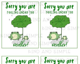 Bajo las etiquetas de regalo del clima / Ministrando imprimible / Sentirse enfermo etiqueta de regalo