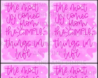 Ministrando Imprimible/ Etiquetas de Citas/ Alegría y Cosas Simples/ Mensaje Edificante