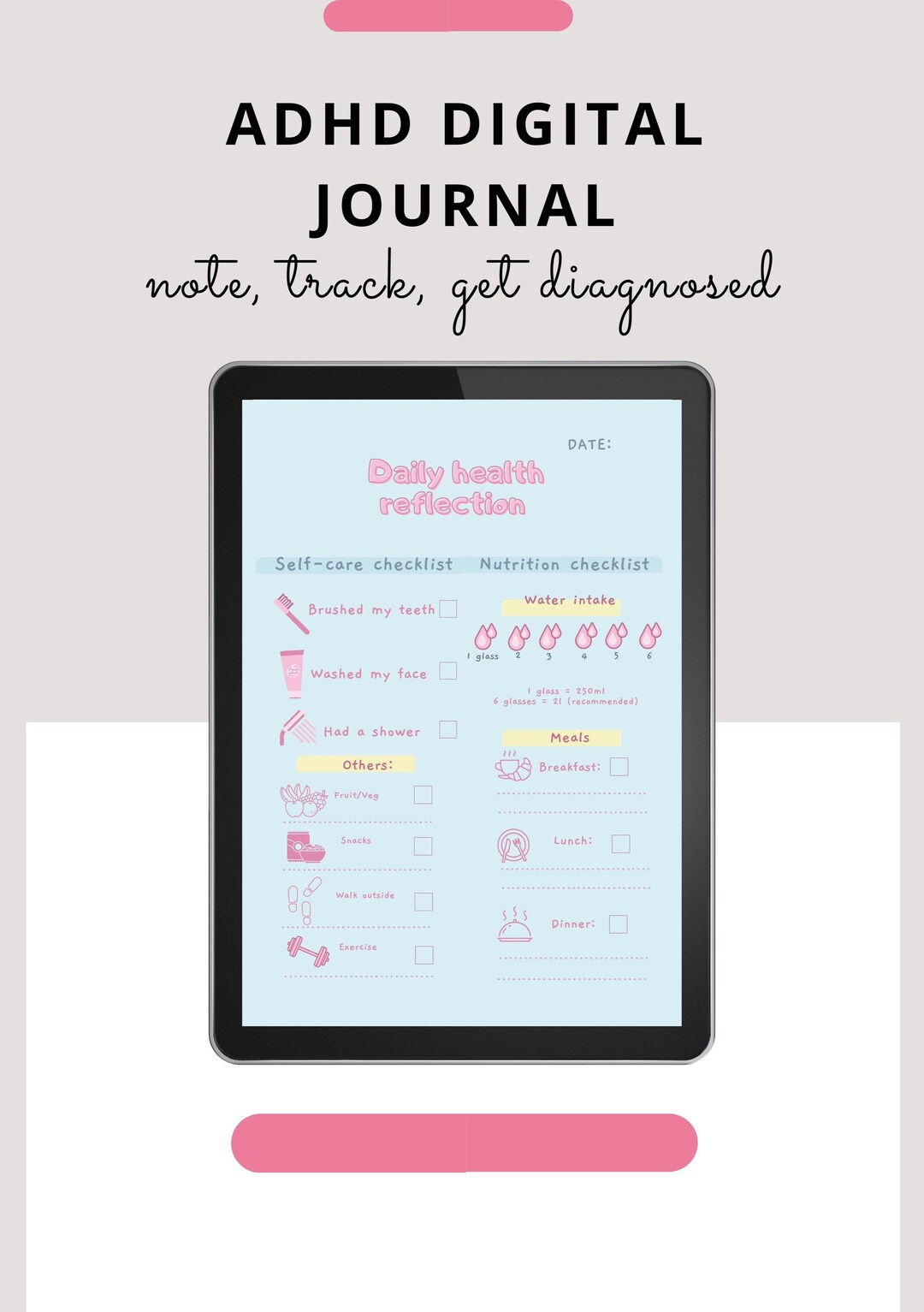 ADHD Diagnosis Tool, Symptoms Tracker Digital Journal - Etsy