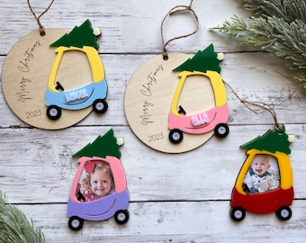 SVG Digital Download Kids Christmas Ornament, Baby Christmas Ornament, Christmas Car, Christmas Cozy Coupe With Tree, Kid&#39;s Christmas Car