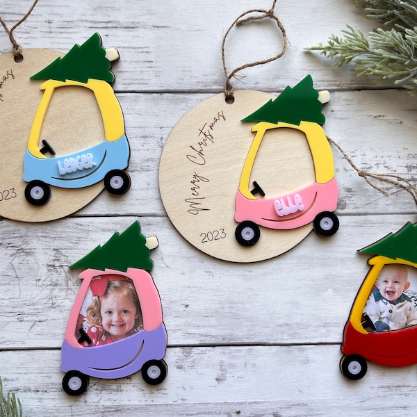 SVG Digital Download Kids Christmas Ornament, Baby Christmas Ornament, Christmas Car, Christmas Cozy Coupe With Tree, Kid's Christmas Car
