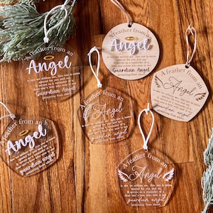 Guardian Angel Ornament Digital File SVG, Grief Memorial Loss Feather Ornament Instant Download, Memorial Angel Feather Christmas Ornament