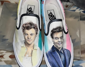 Harry Styles handgeschilderde instappers van Vans