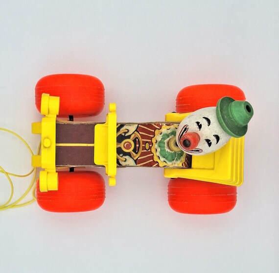 Fisher Price Jolly Jalopy #724 - 1965 Pull Toy - Vintage Clown Car