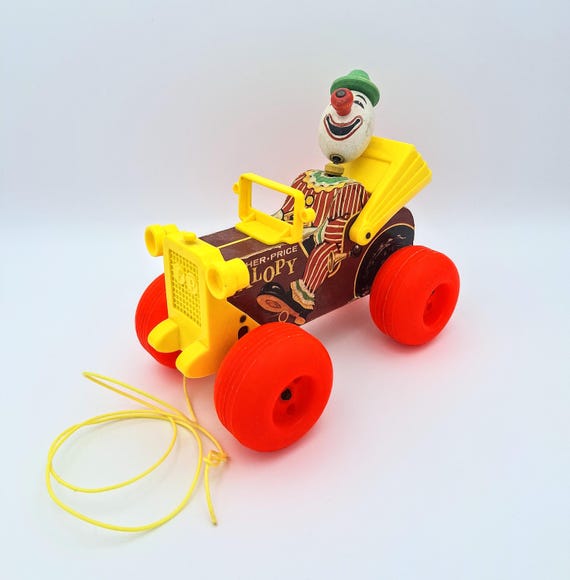 Fisher Price Jolly Jalopy #724 - 1965 Pull Toy - Vintage Clown Car