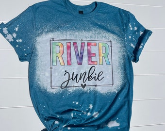 River junkie/ bleached tee/ river shirt / graphic tee