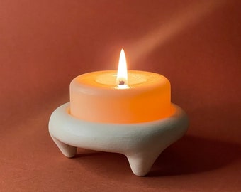 Set candlestick + candles. Ceramics. Ceramic candlestick. Milk\terracotta color. Candle soy wax. Minimalism. Scandinavian