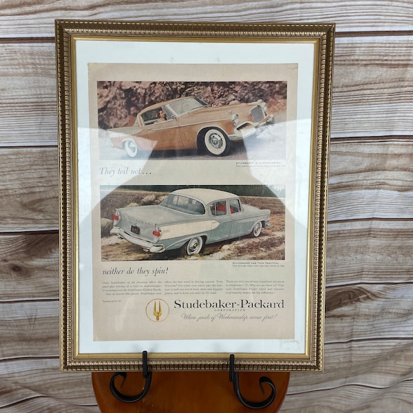 1957 Studebaker-Packard Golden Hawk Vintage Original Framed Ad Art