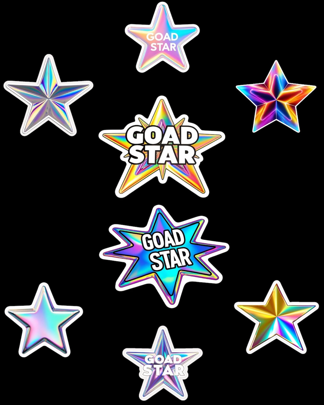 Star Stickers 8 Sticker Pack Holographic - Etsy