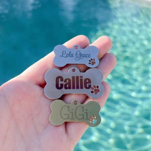 Perzonalized Dog Tags - Small & Large Dog Tags - Engraved Bone Dog Tag