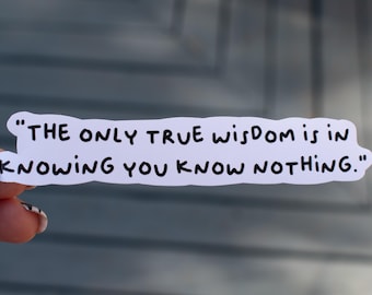 The Only True Wisdom Is In Knowing You Know Nothing Sticker, Quote Sticker, Socrates Quote, Laptop Sticker, Waterproof Sticker, Philosophy
