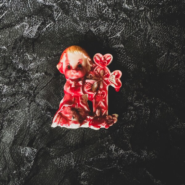 OOAK Bloody Baby with Cross Magnet, Halloween, Creepy, Gothic,  Spooky, Haunted, Horror Movies, Creepy Doll, Porcelain Dolls, Vintage