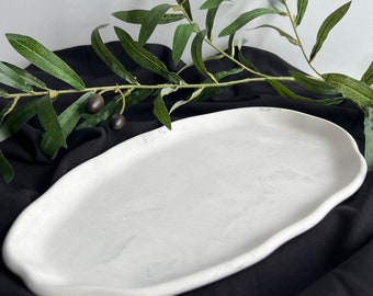 Marble look decorative tray , large vanity tray, grey minimalist concrete decor